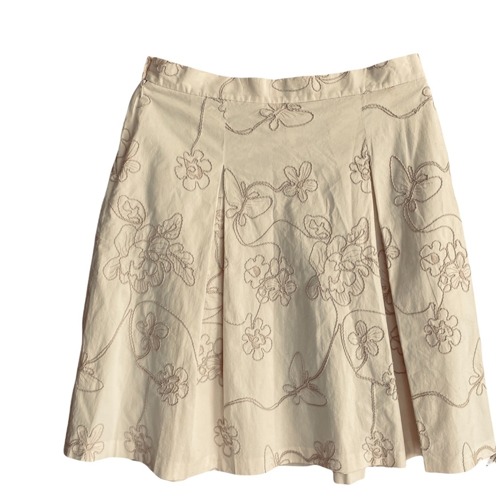 Vintage HARVE BENARD Embroidered Cotton Fully Lined Pleated Skirt Size 12